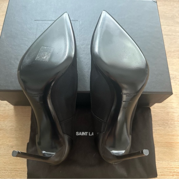 Saint Laurent Black Anja Mesh Pointed Toe Pumps 40 - Picture 7 of 8